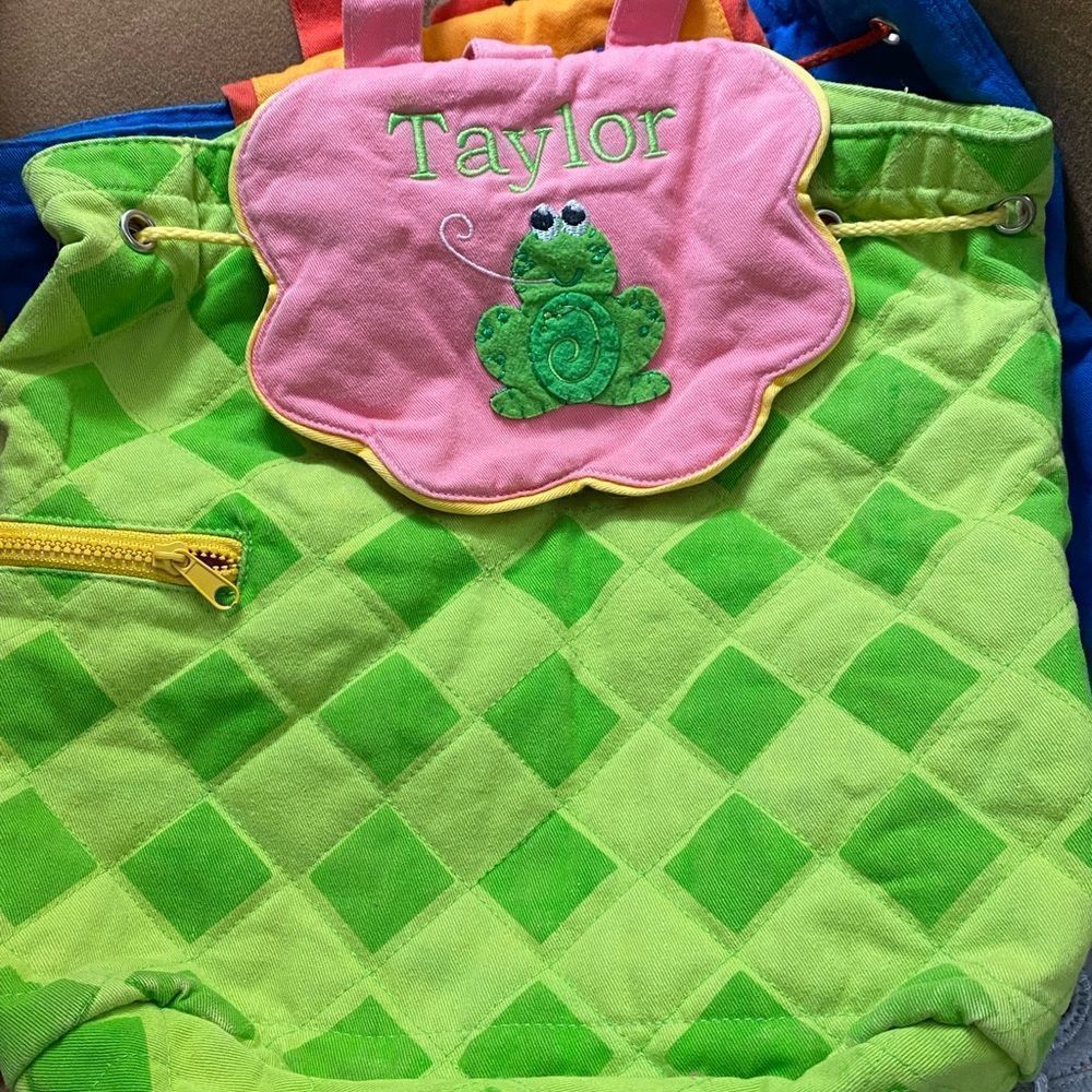 Stephen Joseph Drawstring Kid Backpack Green Pink Taylor